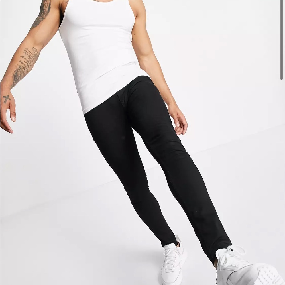Topman Spray On Skinny Jeans in Black W30